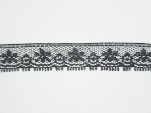 .75 inch Flat Lace, black iridescent (50 yards) MADE IN USA