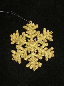 Gold Glittered Snowflake Christmas Decoration, 5 inch (lot of 12)