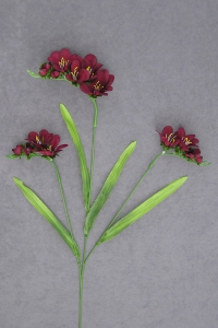 Freesia Silk Flower, dark burgundy, 23 inch (lot of 24)