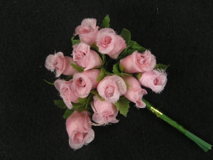 Miniature Silk Flower Rosebuds, Mauve (lot of 12 bunches) SALE ITEM