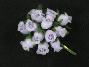Miniature Silk Flower Rosebuds, Lavender (lot of 12 bunches) SALE ITEM