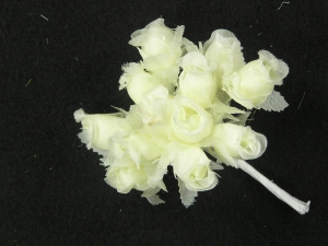 Miniature Silk Flower Rosebuds, Ivory/Ivory (lot of 12 bunches) SALE ITEM