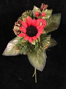 Red Sunflower Decorated Fall and Christmas Wreath Pick (Lot of 12)