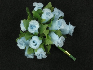 Miniature Silk Flower Rosebuds, Blue (lot of 12 bunches) SALE ITEM