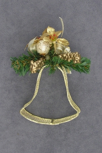 Mesh Bell Christmas Ornament, cream accents, 3.5 inch (lot of 12)