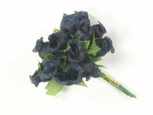 Miniature Silk Flower Rosebud, Black (lot of 12 bunches) SALE ITEM