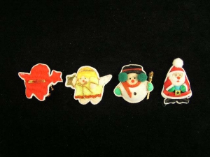 Assorted Christmas Pin, 2 inch (Lot of 1 Card With 12 Pins) SALE ITEM