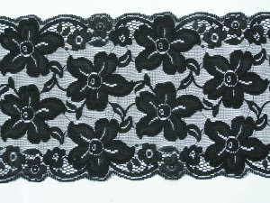 5.25 Inch Flat Double Edge Galloon Lace, Black (90 YARDS FULL SPOOL) MADE IN USA