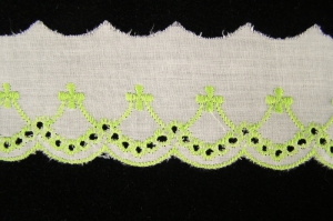 1.75 inch Flat Eyelet Lace, mint-white (50 yards) MADE IN USA