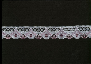 1.125 inch Flat Lace, mauve/white (50 yards) MADE IN USA