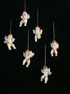 Resin Angel with Instrument Ornament, assorted (lot of 6)