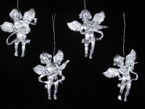 Silver Angel with Instrument Ornament (lot of 24)