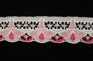 1.125 Inch Flat Lace, Red-White (50 Yards) MADE IN USA