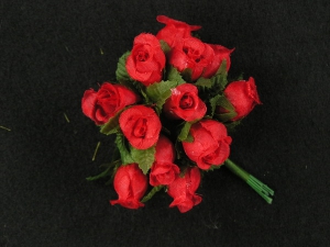 Miniature Silk Flower Rosebud, Red (lot of 12 bunches) SALE ITEM