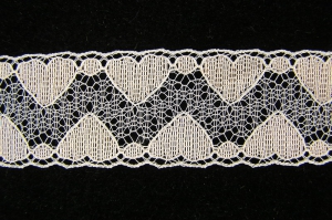 1.125 Inch Flat Lace, Peach/White (50 Yards) 1545 Peach/White MADE IN USA