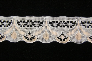 1.125 inch Flat Lace, peach/white (50 yards) MADE IN USA