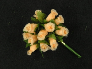 Miniature Silk Flower Rosebud, Peach (lot of 12 bunches) SALE ITEM