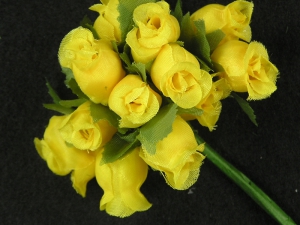 Miniature Silk Flower Rosebud, Yellow (lot of 12 bunches) SALE ITEM