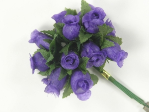 Miniature Silk Flower Rosebud, Purple (lot of 12 bunches) SALE ITEM