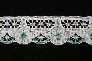 1.125 inch Flat Lace, teal/white (50 yards) MADE IN USA