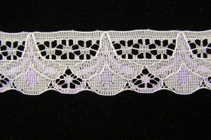 1.125 inch Flat Lace, Lavender-White (50 Yards) MADE IN USA