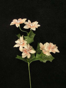 Poinsettia Silk Flower Spray, 16 Inch, Metallic Peach (lot of 12) SALE ITEM