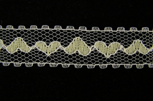 .75 inch Flat Lace, white/yellow (100 yards) MADE IN USA