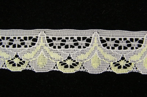 1.125 inch Flat Lace, yellow-white (50 yards) MADE IN USA