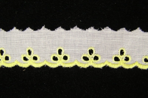 1.25 inch Flat Eyelet Lace, yellow-white (50 yards)