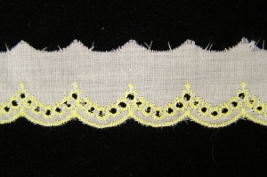 1.375 inch Flat Eyelet Lace, yellow-white (50 yards) MADE IN USA