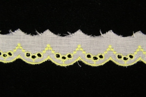 1 inch Flat Eyelet Lace, yellow-white (50 yards) MADE IN USA