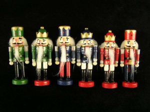 Nutcracker Decoration, 6.5 inch, 6 assorted (lot of 12)