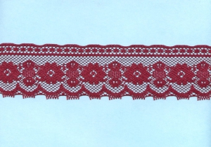 2 Inch Flat Lace, Burgundy (50 Yards) MADE IN USA