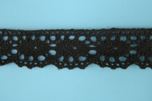 1.125 inch Flat Cluny Cotton Lace, black (50 yards) MADE IN USA.