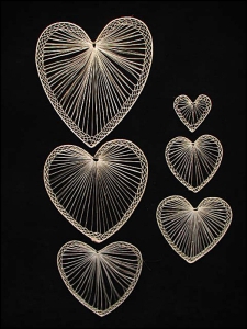 Abaca Heart, set of 6 (lot of 12 sets) SALE ITEM