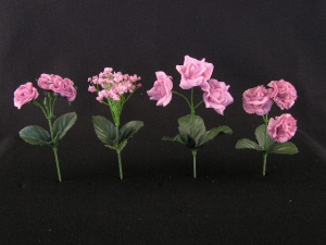 Gypsophilia-Pixie Rose-Carnation Pick, mauve (lot of 144)