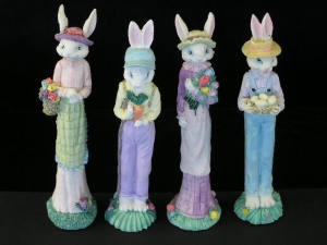 Resin Bunny Family, set of 4 (lot of 1 sets) SALE ITEM