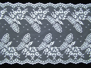11.625 Inch Flat Double Scalloped Edge Galloon Lace, Pearl White (150 YARDS FULL SPOOL) MADE IN USA