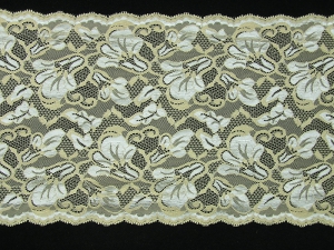 9.75 Inch Flat Double Scalloped Edge Galloon Lace, Gold - Ivory (90 YARD - FULL SPOOL) MADE IN USA