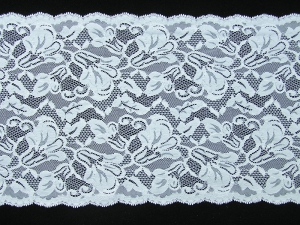 9.75 Inch Flat Double Scalloped Edge Galloon Lace, White (LOT OF 1 YARD) MADE IN USA