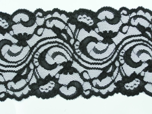 5.25 Inch Flat Double Edge Galloon Lace, Black (25 Yards) MADE IN USA