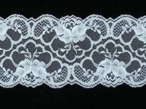 3.5 Inch Flat Double Scalloped Edge Galloon Lace, White (25 Yards) MADE IN CHINA