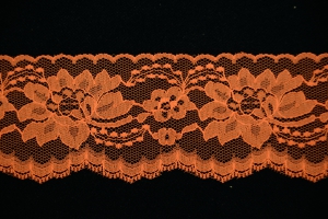 3 Inch Flat Lace, Orange (25 yards) MADE IN USA