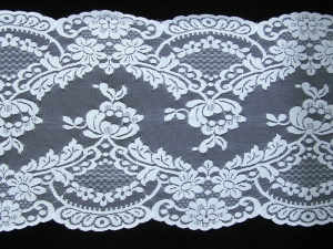 11 Inch Flat Double Scalloped Edge Galloon Lace, White (LOT OF 1 YARD) MADE IN USA