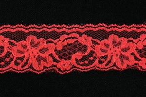 2 inch Flat Lace, Poppy Red (50 yards) 9665 Poppy Red 50, MADE IN CHINA