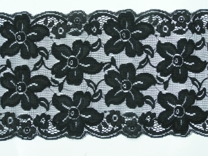 5.25" Flat Double Edge Galloon Lace Black (25 YARDS) MADE IN USA