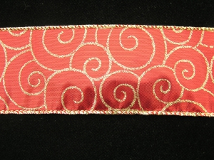 2.5 Inch Wired Red - Gold Metallic Christmas Ribbon (50 Yards) SALE ITEM