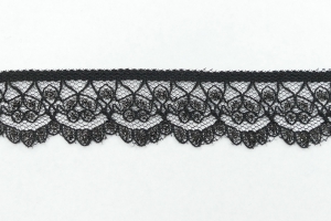 1 Inch Flat Lace, Black - Silver (50 yards) MADE IN USA