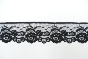 2 inch Flat Lace, Black (50 yards) MADE IN USA