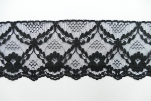 3.5 Inch Flat Lace, Black (25 yards)  MADE IN USA